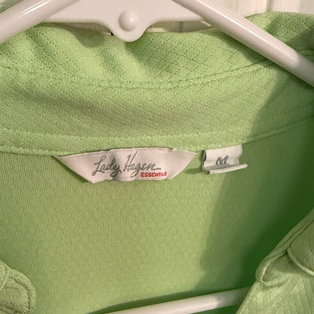 Sz Medium Lady Hagen V-Neck Golf Polo Light Green Short Sleeve Dri-Fit - Picture 2 of 4